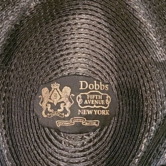 Dobbs  of New York sz 8 black straw Fedora hat. NWT - Picture 2 of 7